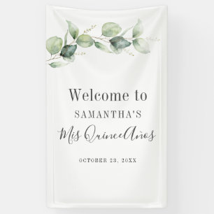 15e verjaardag van de Eucalyptus Greenery Quincean Spandoek