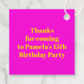 15e verjaardag van de geboorte meisjes roze geel p bedankjes labels (Achterkant)