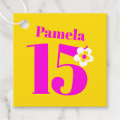 15e verjaardag van de geboorte meisjes roze geel p bedankjes labels (Voorkant)