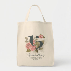 15e verjaardag van de geboorte Quinceanera Pink Fl Tote Bag