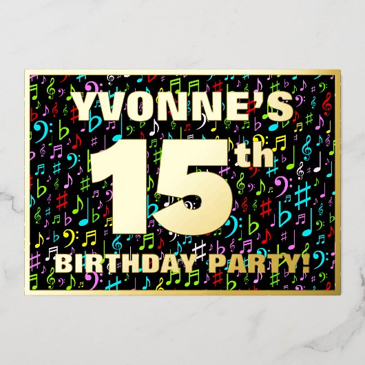 15e verjaardag van de gevechtsdag - Fun, kleurrijk Folie Uitnodiging (Voorkant)