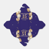 15e verjaardag van de marineblauw en goudballonnen bedankdoosjes (Uitgevouwen)