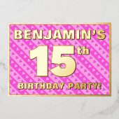 15e verjaardag van de opstand - vuurroze harten en folie uitnodiging (Voorkant)