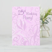 15e verjaardag van de roze Floral Kaart (Staand voorkant)