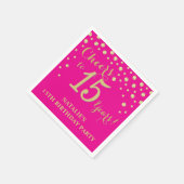 15e verjaardag van het warme roze en gouddiamant servet (Hoek)