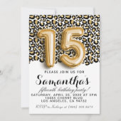 15e verjaardag van Leopard Animal Print Invitation Kaart (Voorkant)
