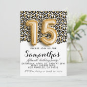15e verjaardag van Leopard Animal Print Invitation Kaart (Staand voorkant)
