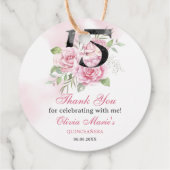 15e verjaardag van Quinceanera Rustic Floral Bedankjes Labels (Achterkant)