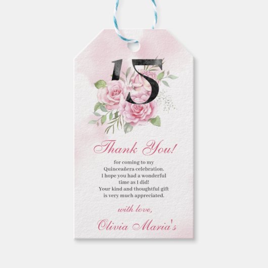 15e verjaardag van Quinceanera Rustic Floral Cadeaulabel (Voorkant)
