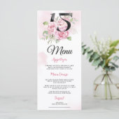 15e verjaardag van Quinceanera Rustic Floral Menu (Staand voorkant)