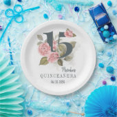 15e verjaardag van Quinceanera Rustic Floral Papieren Bordje (Feest)