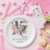 15e verjaardag van Quinceanera Rustic Floral Papieren Bordje (Feest)