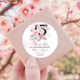 15e verjaardag van Quinceanera Rustic Floral Ronde Sticker