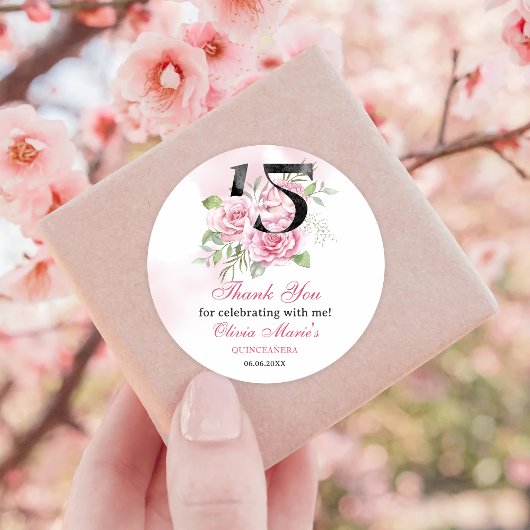 15e verjaardag van Quinceanera Rustic Floral Ronde Sticker