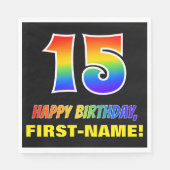 15e verjaardag: Vet, Vun, Eenvoudig, Regenboog 15 Servet (Voorkant)