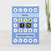 15e verjaardag voeg naam toe gepersonaliseerd comp kaart (Voorkant)