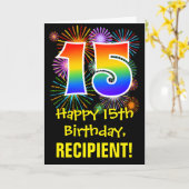 15e verjaardag: Vuurwapenpatroon en regenboog 15 Kaart (Gele Bloem)