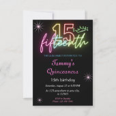 15e verjaardagGlow Neon Quinceanera Kaart (Voorkant)
