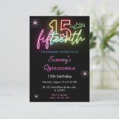 15e verjaardagGlow Neon Quinceanera Kaart (Staand voorkant)