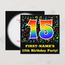 15e verjaardagsfeest: leuke muzieksymbolen, regenb kaart