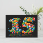 15e verjaardagsfeest, met bubbels en ballen kaart (Staand voorkant)