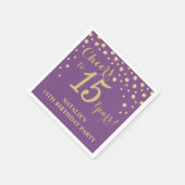 15e verjaardagsfeest Paarse en gouden diamant Servet (Hoek)