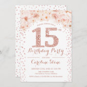 15e verjaardagsfeest - White Rose Gold Kaart (Voorkant / Achterkant)