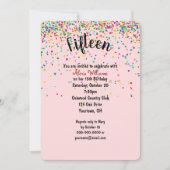 15e verjaardagsfeestje confetti kaart (Voorkant)