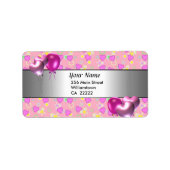15e verjaardagsfeestje roze hartjes adreslabel etiket (Voorkant)