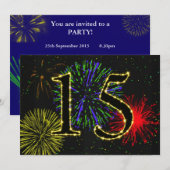 15e verjaardagsfeestje uitnodigen kaart (Voorkant / Achterkant)