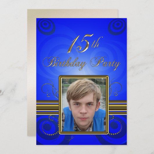 15e verjaardagsfeestje Uitnodiging (Voorkant / Achterkant)