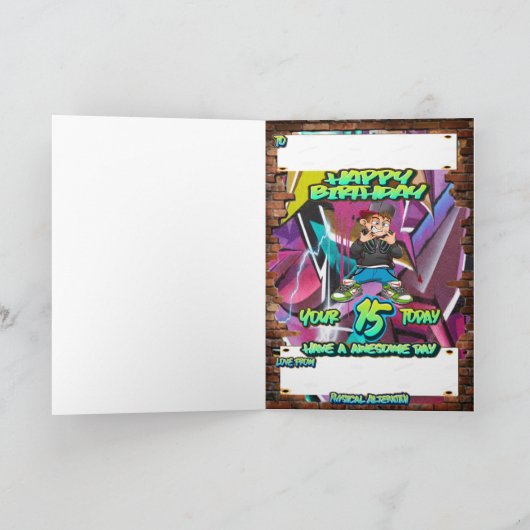 15e verjaardagskaart kaart (Binnen)