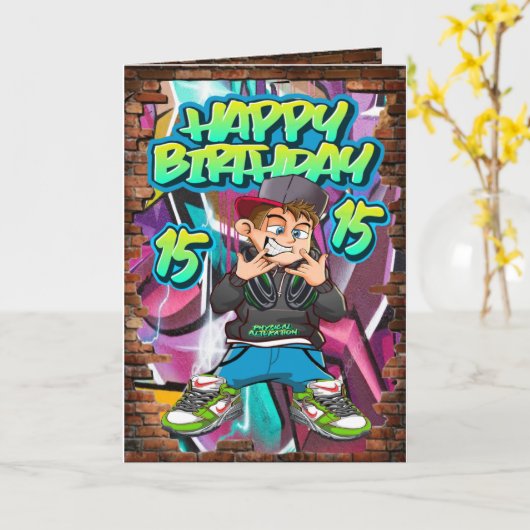 15e verjaardagskaart kaart (Gele Bloem)