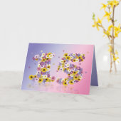 15e verjaardagskaart met bloemrijke letters kaart (Gele Bloem)