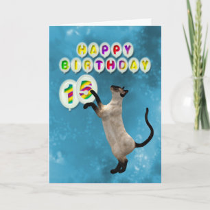 15e verjaardagskaart met Siamese katten Kaart