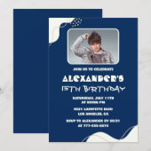 15e verjaardagsuitnodigingen Mannen Foto Eenvoudig Kaart (Voorkant / Achterkant)