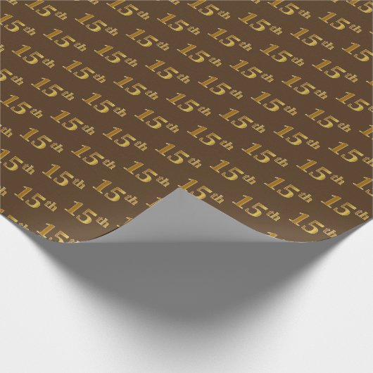 15e (vijftiende) bruin Faux Gold-evenement Cadeaupapier (Hoek)