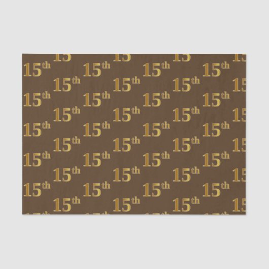 15e (vijftiende) bruin Faux Gold-evenement Tissuepapier (Voorkant)