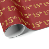 15e (vijftiende) Red, Faux Gold Cadeaupapier (Rol Hoek)
