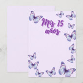 15e vlinderuitnodiging kaart (Voorkant / Achterkant)