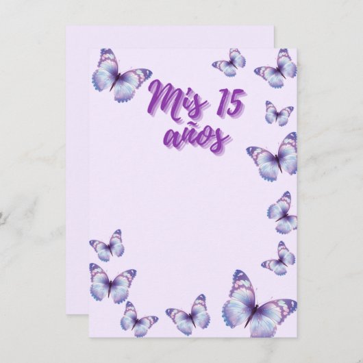 15e vlinderuitnodiging kaart (Voorkant / Achterkant)