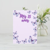 15e vlinderuitnodiging kaart (Staand voorkant)