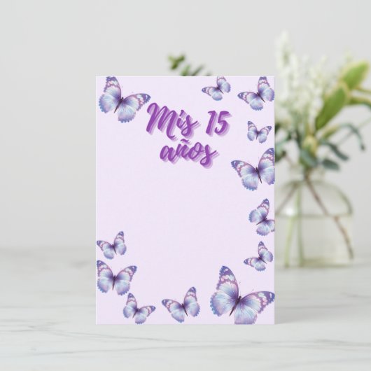 15e vlinderuitnodiging kaart (Staand voorkant)