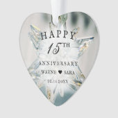 15e zwart + wit kristal bruiloft Jubileum Ornament (voorkant)