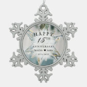 15e zwart + wit kristal bruiloft Jubileum Tin Sneeuwvlok Ornament (Voorkant)