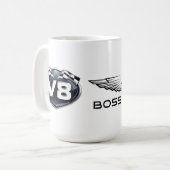 15oz Coffee Mok V8 Logo & Horse Wings (Voorkant links)