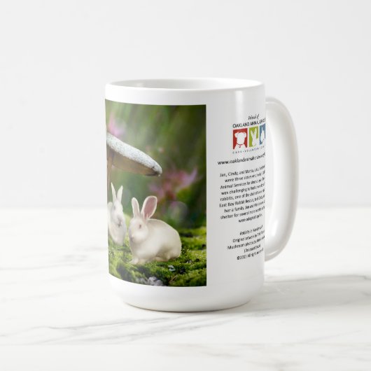 15oz Mok: Konijnen in Wonderland Rabbits paddensto Koffiemok (Voorkant rechts)