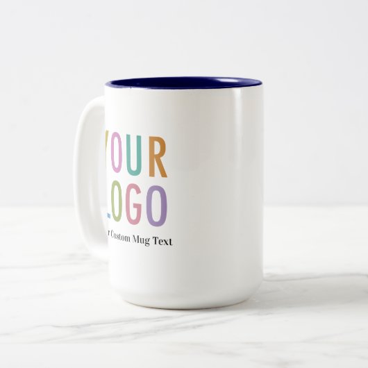 15oz Navy Blue Inner Logo Mok Custom Name Business (Voorkant links)