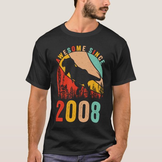 15th Bday Dinosaur T Rex Boys Retro Awesome Since  T-shirt (Voorkant)