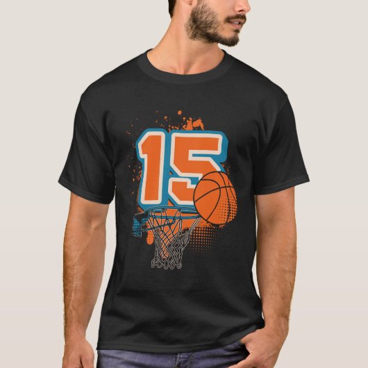 15th Birthday Boy Sketll Player Sketll 15 Years Ol T-shirt (Voorkant)